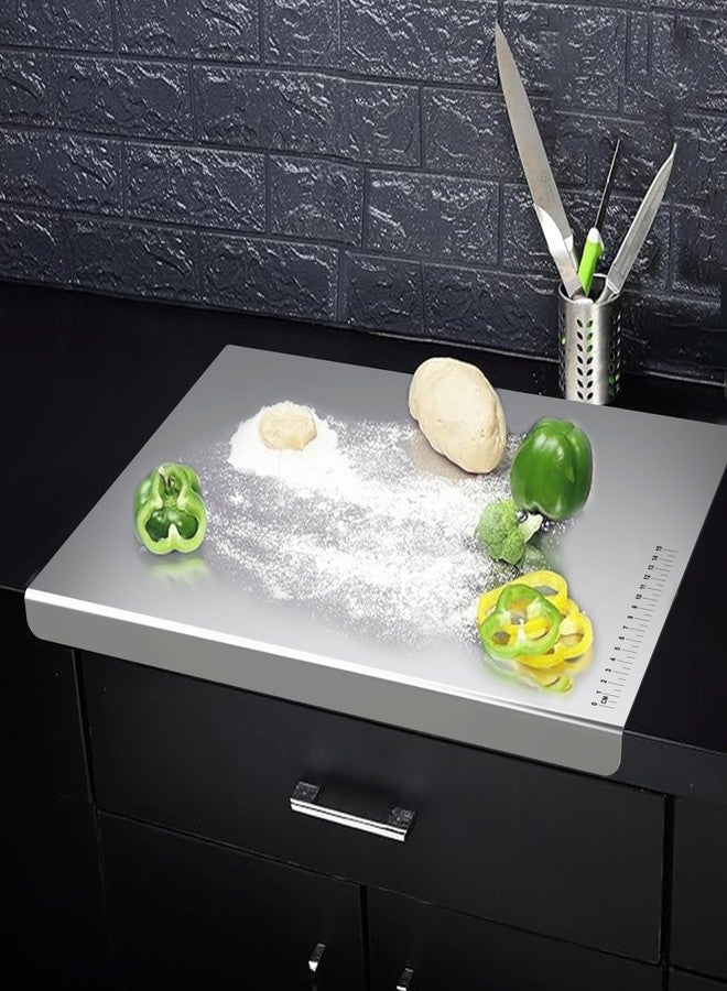 Filox Stainless Steel Kitchen Cutting Board | Large Rust-Free Chopping Board | Multipurpose Food Prep with Counter Top Board for Vegetables, Fruits & Meat | Easy to Cleanc - 41L × 31W cm - Image 5